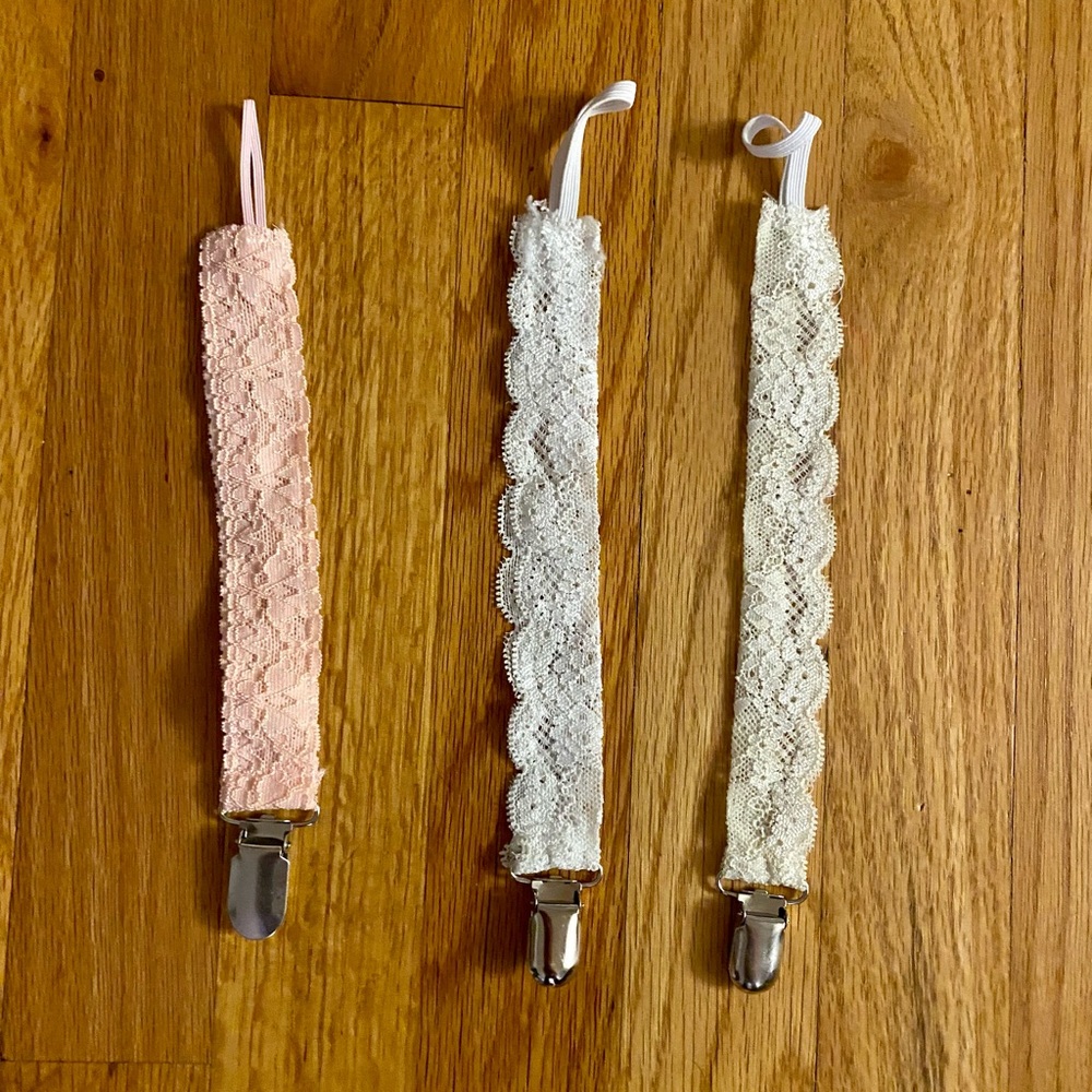 Lace pacifier clips